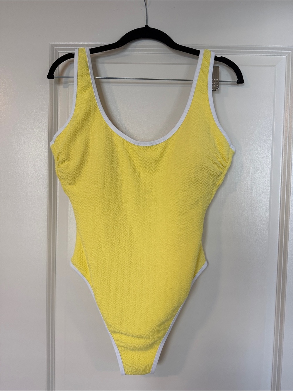 Kids Yellow One-Piece Swimsuit with White Trim
